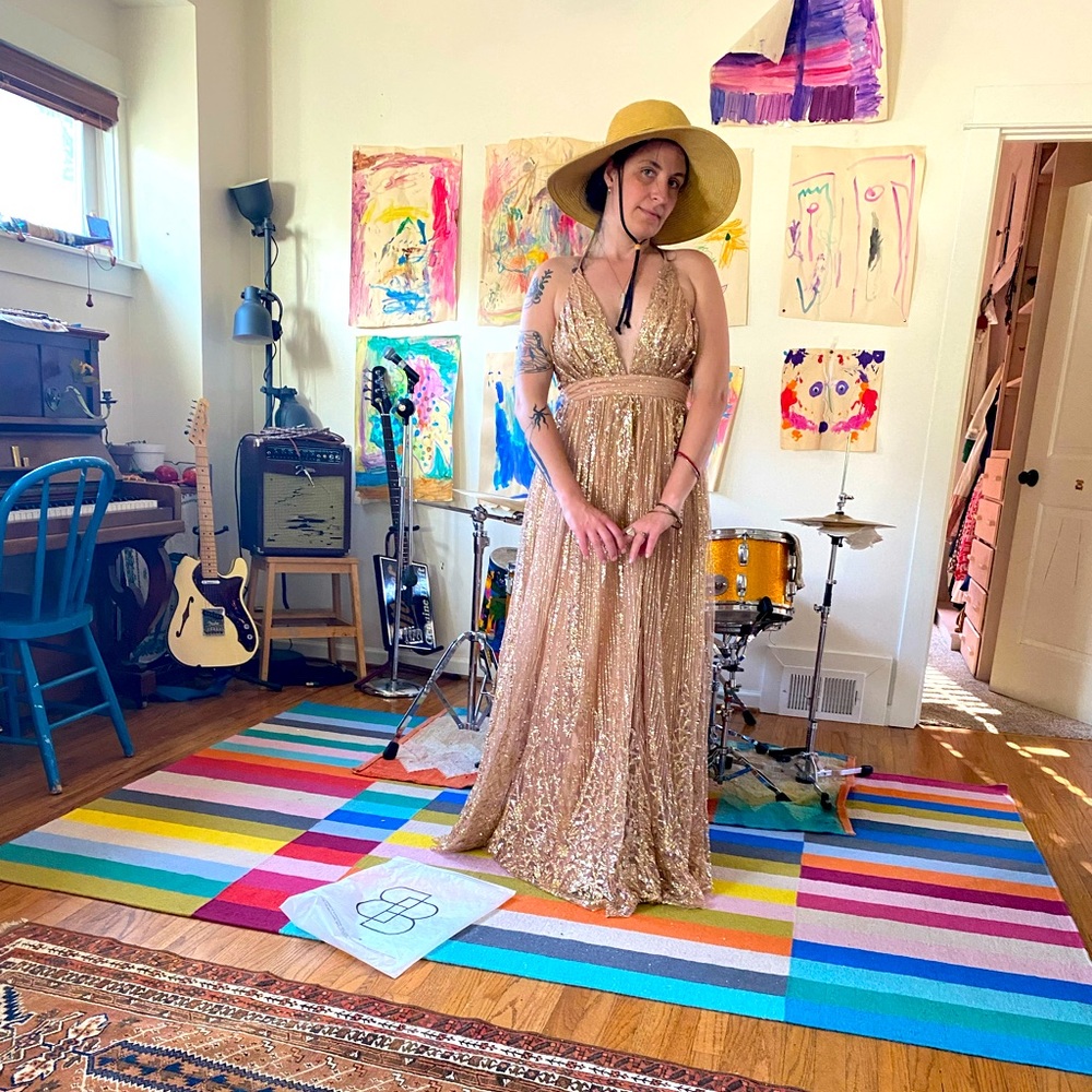 Baltic Born gold goddess dress new with tags
